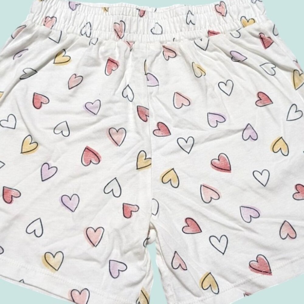 Anko's Girls' White Shorts with Multicolored Heart Pattern Playful Summer NWOT - Picture 3 of 6